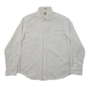 J. Crew Seersucker Shirt Men's XL Pristine White Slim Fit Long Sleeve Button-Up